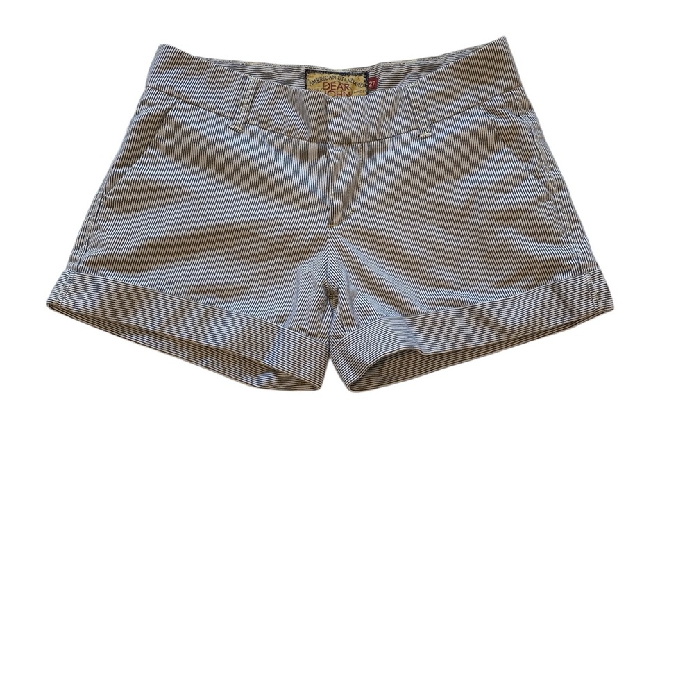 Dear John Railroad Stripe Cuffed Shorts Blue White | Size 27